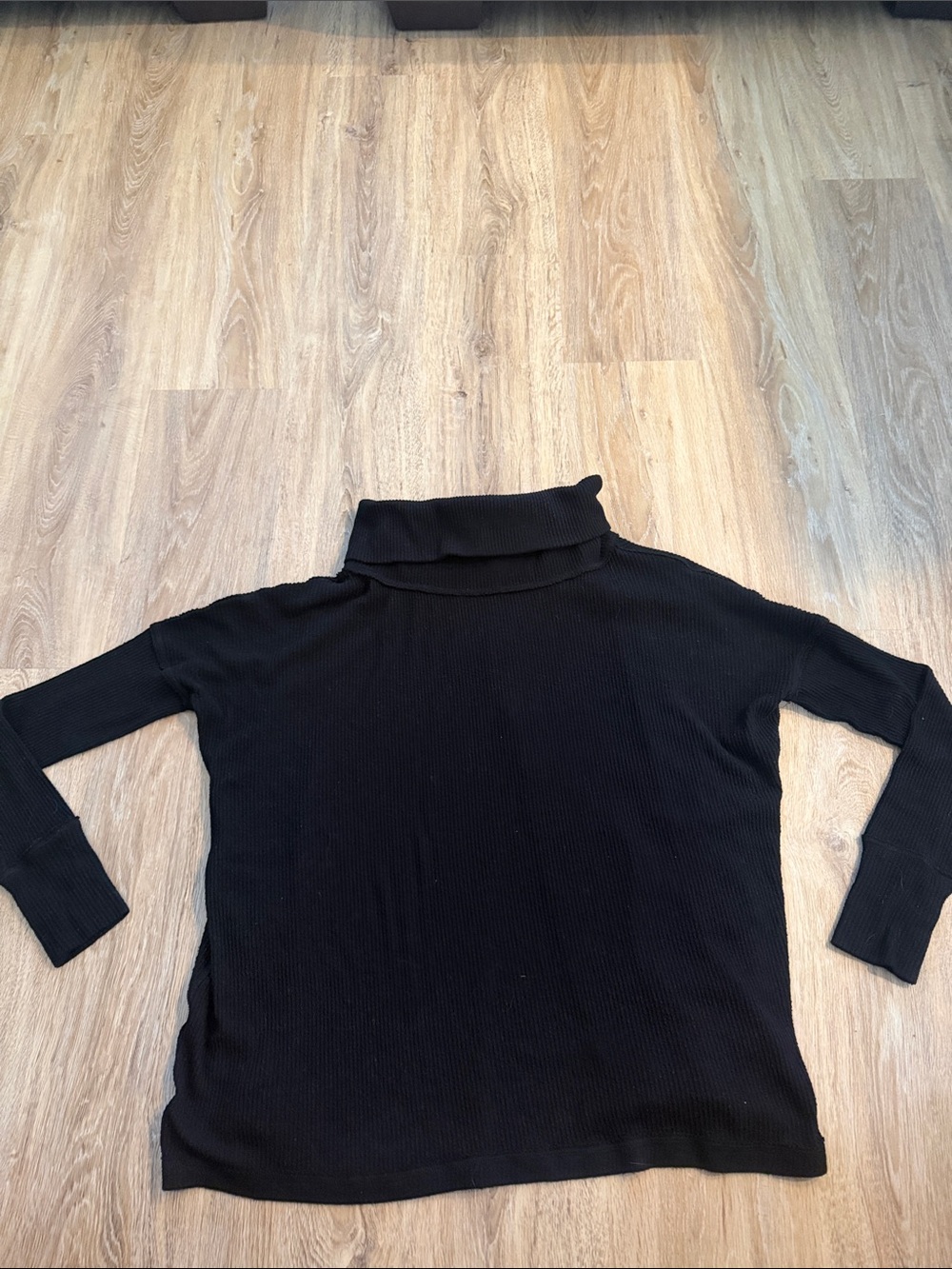 We The Free Black Ribbed Turtleneck Long Sleeve Top
